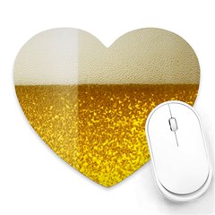 Light Beer Texture Foam Drink In A Glass Heart Mousepad by Cemarart