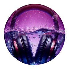 Headphones Sound Audio Music Radio Round Glass Fridge Magnet (4 Pack) by Hannah976