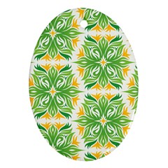 Green Pattern Retro Wallpaper Oval Ornament (two Sides) by Bajindul