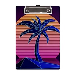 Abstract 3d Art Holiday Island Palm Tree Pink Purple Summer Sunset Water A5 Acrylic Clipboard by Cemarart