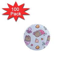 Pusheen Cat Cute 1  Mini Magnets (100 Pack)  by Grandong