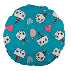 Cat Bunny Large 18  Premium Flano Round Cushions by Grandong