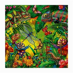 The Chameleon Colorful Mushroom Jungle Flower Insect Summer Dragonfly Medium Glasses Cloth by Cemarart