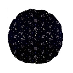 Zodiac Symbols Sign And Stars Pattern Seamless Pattern Standard 15  Premium Flano Round Cushions by Cemarart