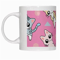 Cute Animal Little Cat Seamless Pattern White Mug by Cemarart