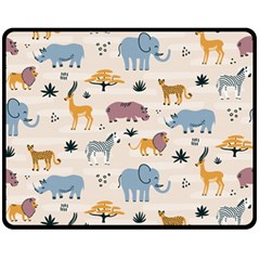 Wild Animals Seamless Pattern Fleece Blanket (medium) by Ndabl3x