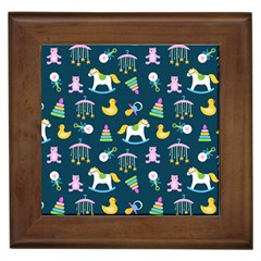 Cute Babies Toys Seamless Pattern Framed Tile by Ndabl3x