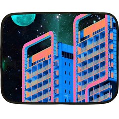 Fantasy City Architecture Building Cityscape Two Sides Fleece Blanket (mini) by Cemarart