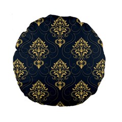 Floral Damask Pattern Texture, Damask Retro Background Standard 15  Premium Round Cushions by nateshop