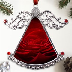 Rose Red Rose Red Flower Petals Waves Glow Metal Angel With Crystal Ornament by Proyonanggan