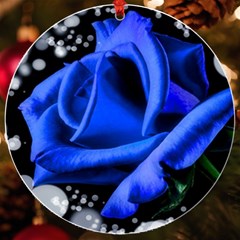 Blue Rose Bloom Blossom Uv Print Acrylic Ornament Round by Proyonanggan