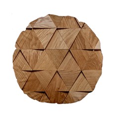 Wooden Triangles Texture, Wooden Wooden Standard 15  Premium Round Cushions by nateshop