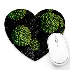 Berry,note, Green, Raspberries Heart Mousepad by nateshop