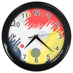 Red White Blue Retro Background, Retro Abstraction, Colored Retro Background Wall Clock (black) by nateshop