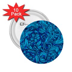 Blue Floral Pattern Texture, Floral Ornaments Texture 2 25  Buttons (10 Pack)  by nateshop