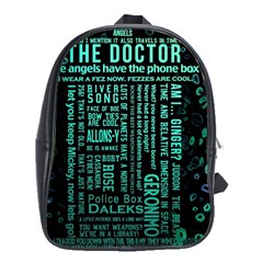 Tardis Doctor Who Technology Number Communication School Bag (xl) by Cemarart