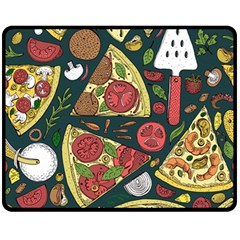 Seamless Pizza Slice Pattern Illustration Great Pizzeria Background Fleece Blanket (medium) by Cemarart