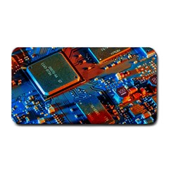 Gray Circuit Board Electronics Electronic Components Microprocessor Medium Bar Mat by Cemarart