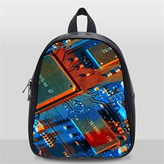 Gray Circuit Board Electronics Electronic Components Microprocessor School Bag (small) by Cemarart