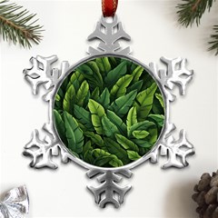 Green Leaves Metal Small Snowflake Ornament by goljakoff