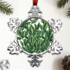 Tropical Leaves Metal Small Snowflake Ornament by goljakoff