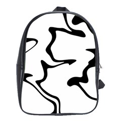 Black And White Swirl Background School Bag (xl) by Cemarart