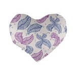 Leaves Line Art Background Standard 16  Premium Heart Shape Cushions Back