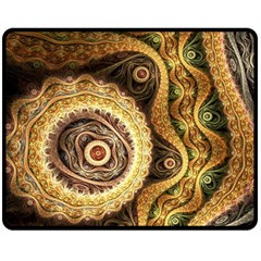 Fractal Floral Ornament Wave Vintage Retro Fleece Blanket (medium) by Cemarart