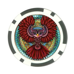 Colorful Owl Art Red Owl Poker Chip Card Guard by Bedest