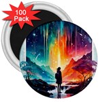 Starry Night Wanderlust: A Whimsical Adventure 3  Magnets (100 pack) Front