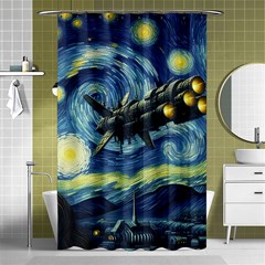 Spaceship Starry Night Van Gogh Painting Shower Curtain 48  X 72  (small)  by Maspions