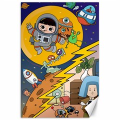 Astronaut Moon Monsters Spaceship Universe Space Cosmos Canvas 20  X 30  by Maspions