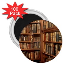 Room Interior Library Books Bookshelves Reading Literature Study Fiction Old Manor Book Nook Reading 2 25  Magnets (100 Pack)  by Grandong