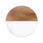 Abstract Geometric Bauhaus Polka Dots Retro Memphis Art Classic Marble Wood Coaster (Round)  Front