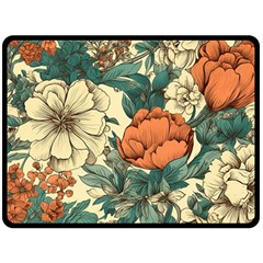 Flowers Pattern Texture Art Colorful Nature Painting Surface Vintage Fleece Blanket (large) by Maspions