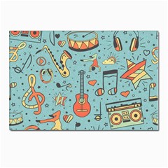 Seamless Pattern Musical Instruments Notes Headphones Player Postcard 4 x 6  (pkg Of 10) by Apen