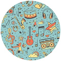 Seamless Pattern Musical Instruments Notes Headphones Player Wooden Puzzle Round by Apen