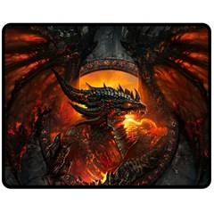 Dragon Fire Fantasy Art Two Sides Fleece Blanket (medium) by Maspions