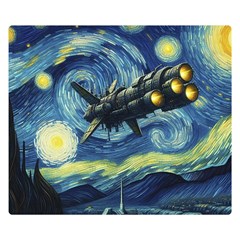 Spaceship Starry Night Van Gogh Painting Premium Plush Fleece Blanket (small) by Maspions