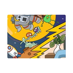 Astronaut Moon Monsters Spaceship Universe Space Cosmos Premium Plush Fleece Blanket (mini) by Maspions