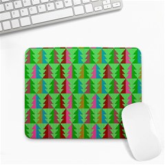 Trees Pattern Retro Pink Red Yellow Holidays Advent Christmas Small Mousepad by Maspions