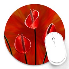 Flowers Red Round Mousepad by Askadina