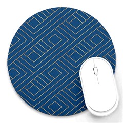 Plaid Background Blue Round Mousepad by Askadina