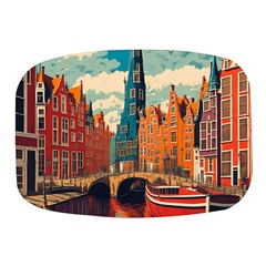 London England Bridge Europe Buildings Architecture Vintage Retro Town City Mini Square Pill Box by Maspions