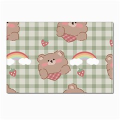 Bear Cartoon Pattern Strawberry Rainbow Nature Animal Cute Design Postcards 5  X 7  (pkg Of 10) by Bedest