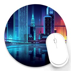 Digital Art Artwork Illustration Vector Buiding City Round Mousepad by Maspions