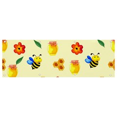 Seamless Honey Bee Texture Flowers Nature Leaves Honeycomb Hive Beekeeping Watercolor Pattern Banner And Sign 9  X 3  by Maspions