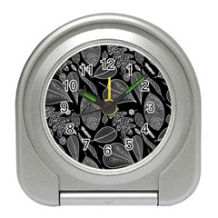 Leaves Flora Black White Nature Travel Alarm Clock by Maspions