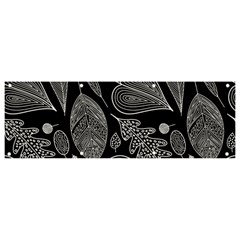 Leaves Flora Black White Nature Banner And Sign 9  X 3  by Maspions