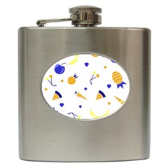 Pattern-fruit-apples-green Hip Flask (6 Oz) by Maspions